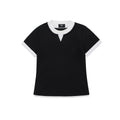 Embroidered V-Neck Layered T-Shirt