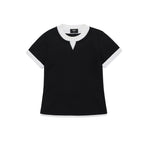 Embroidered V-Neck Layered T-Shirt