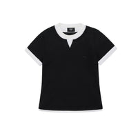 Embroidered V-Neck Layered T-Shirt