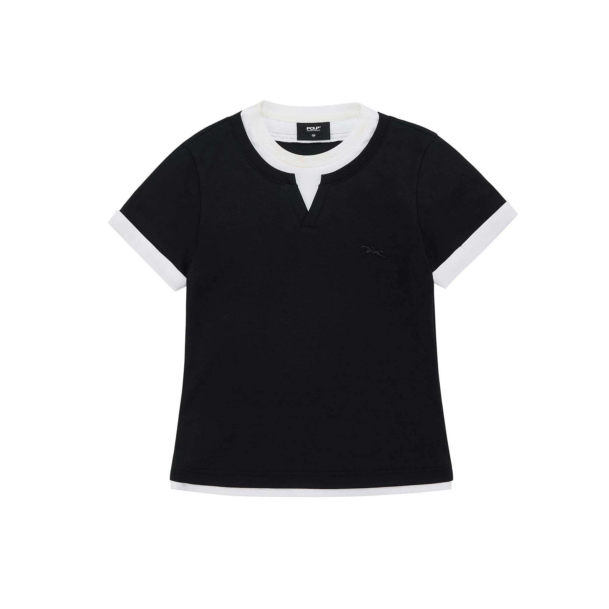 Embroidered V-Neck Layered T-Shirt