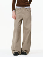 Washed Khaki Wide-Leg Jeans