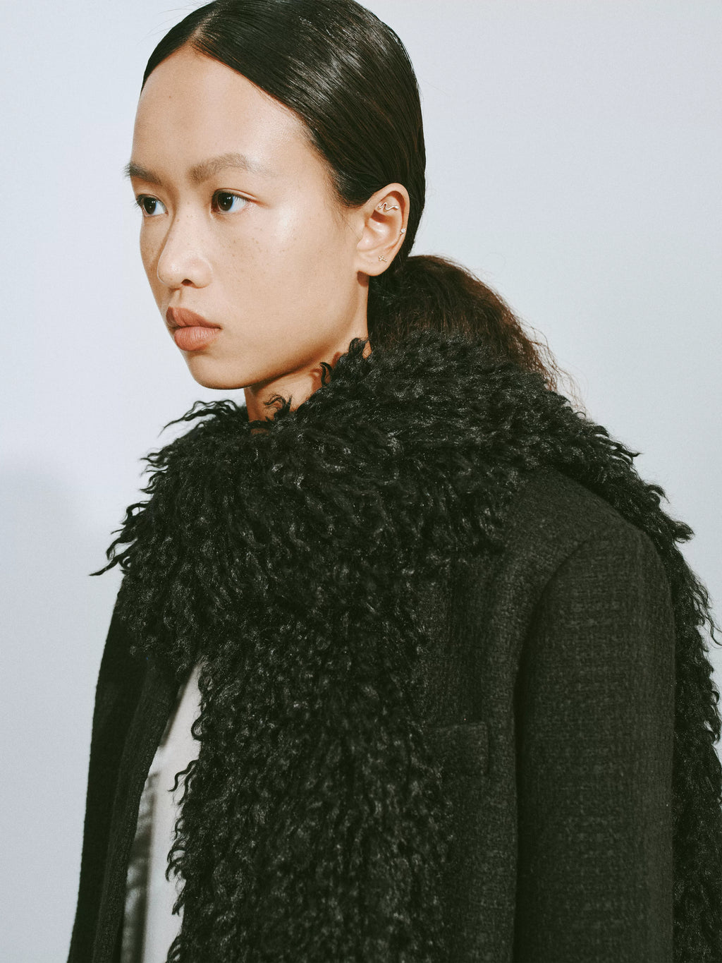Faux Fur Trim Tweed Jacket