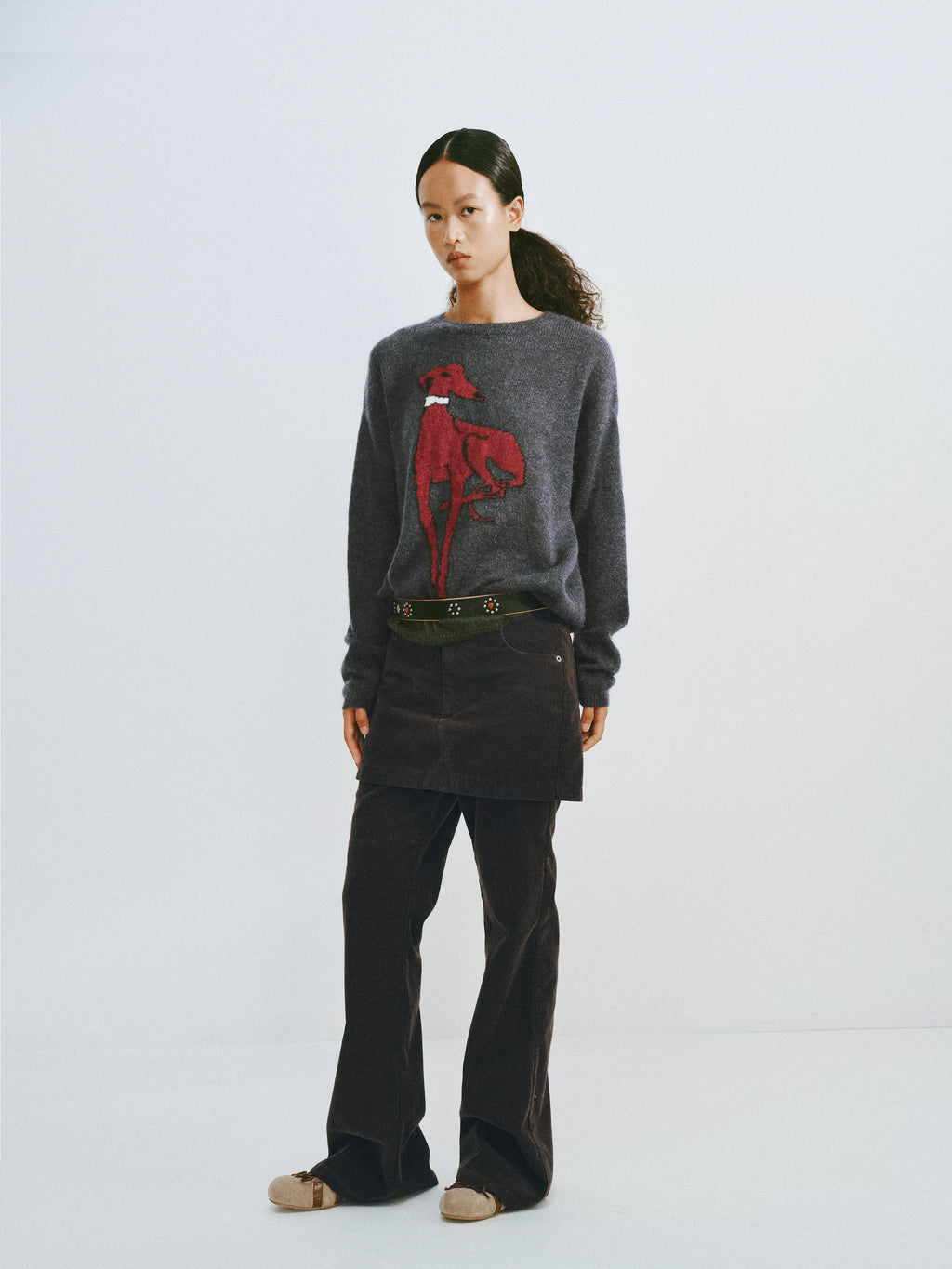 Corduroy Layered Flared Trousers