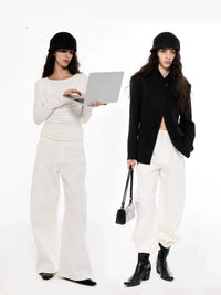 High-Waisted Tailored Wide-Leg Trousers