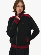 Color-Block Stand-Collar Zip Jacket