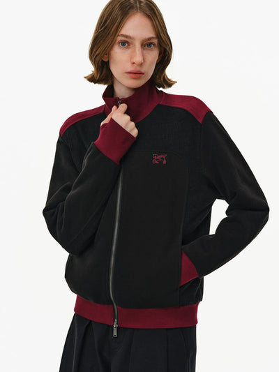 Color-Block Stand-Collar Zip Jacket