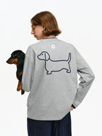 Embroidered Dachshund Graphic Long-Sleeve Tee