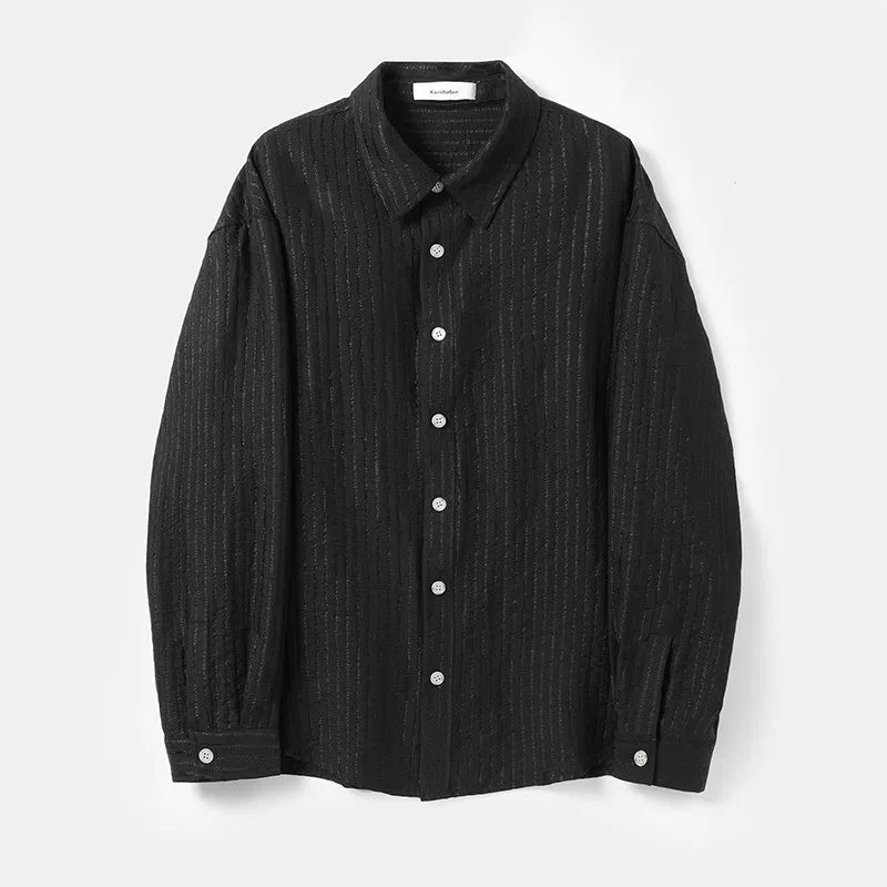 Textured Striped Oversized Shirt