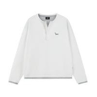 Embroidered Waffle Knit Henley