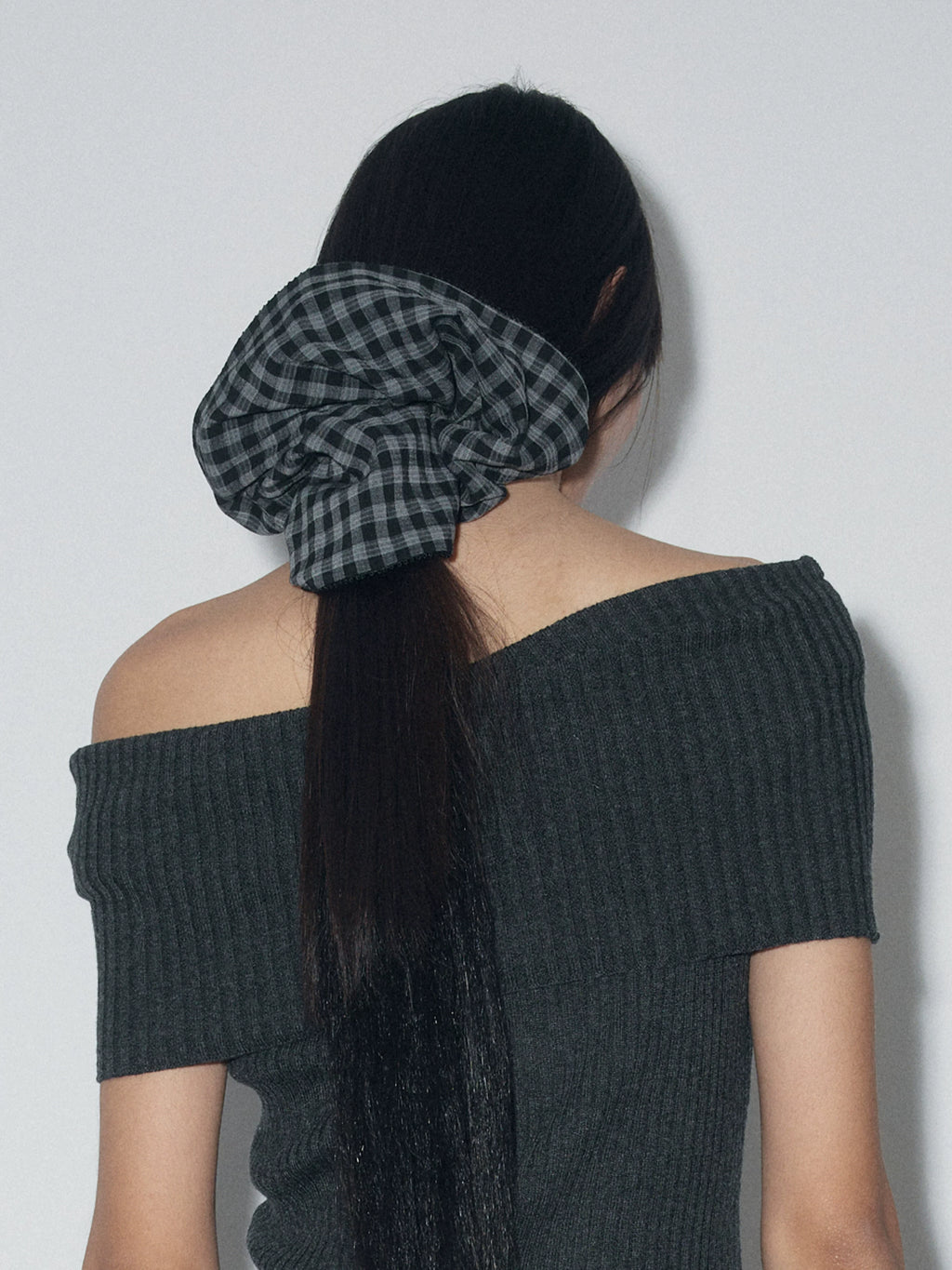 Asymmetric Cotton T-Shirt With Plaid Detail