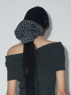 Asymmetric Cotton T-Shirt With Plaid Detail