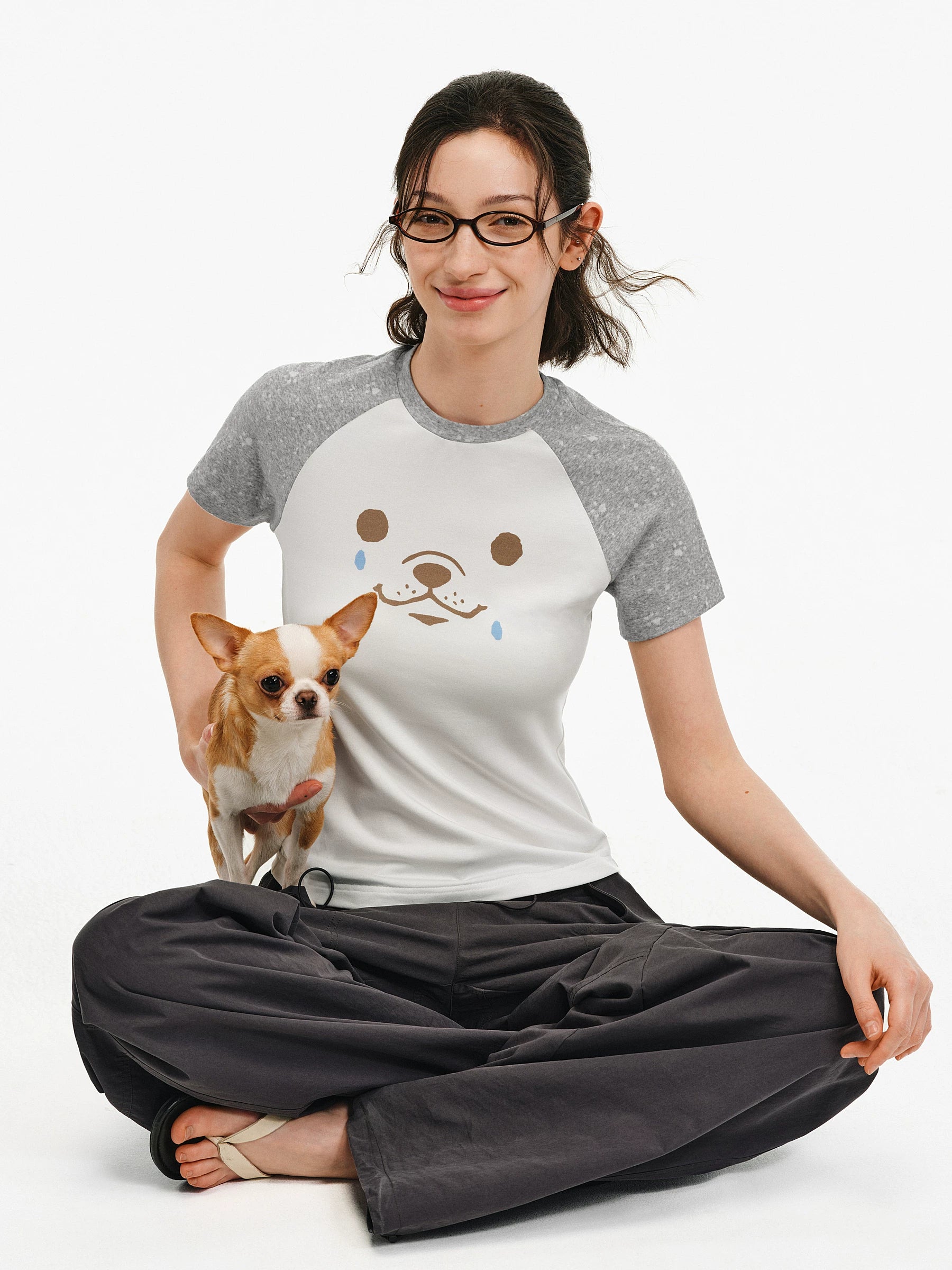 Crying Dog Graphic Raglan T-Shirt