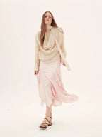 Sequin Embellished Asymmetric Midi Skirt