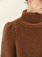 Wool Shearling High-Neck Coat