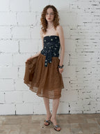 Polka Dot Ruched Tie-Front Tube Top