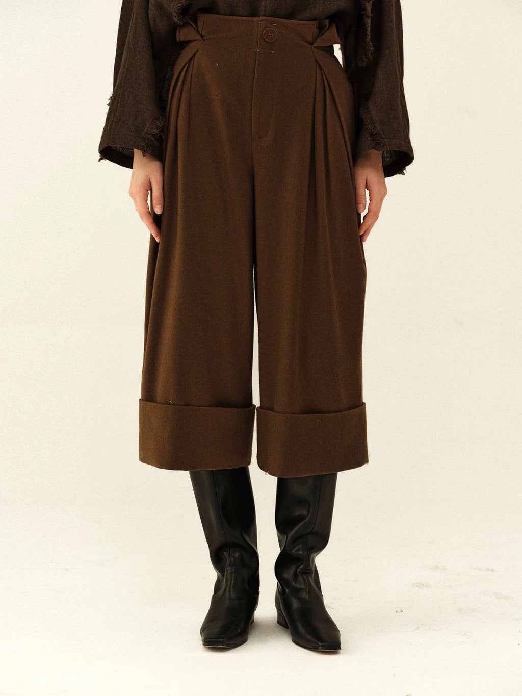 Wool Pleated High-Waisted Culottes
