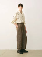 Linen Blend Elastic Waist Cropped Trousers