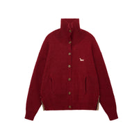 Wool Blend Embroidered Turtleneck Cardigan
