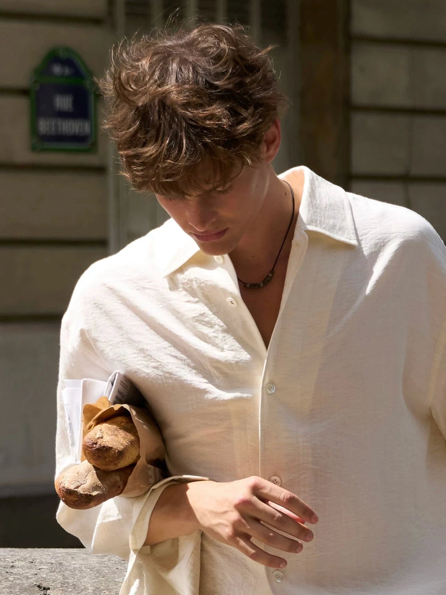 Linen Blend Relaxed Button-Down Shirt