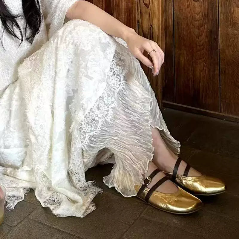 Flavie Metallic Lambskin Mary Jane Flats