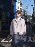 Minimalist Stand-Collar Bomber Jacket