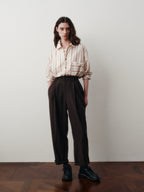 Wool Blend Pleated Cropped Trousers