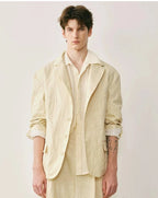 Textured Cotton-Blend Four-Button Blazer