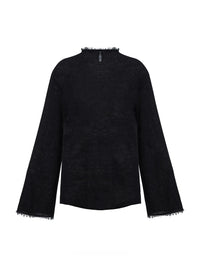 Black Night Textured Knit Turtleneck