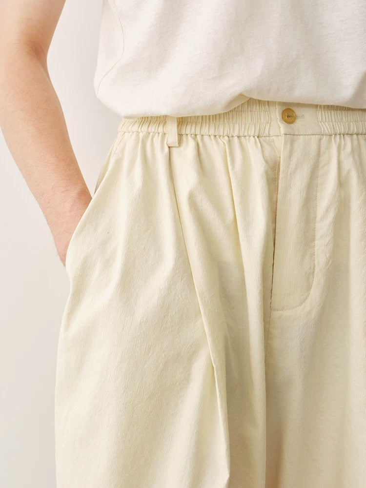 Cotton Hemp Pleated Balloon Trousers