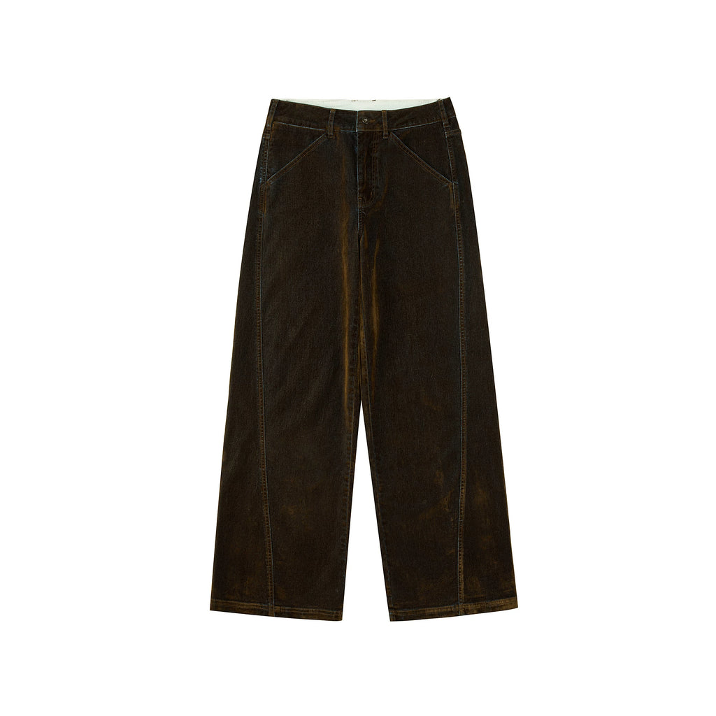 Flocked Velvet Wide-Leg Trousers