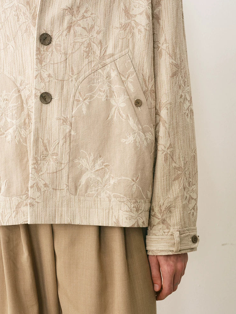 Italian Cotton-Linen Jacquard Chore Jacket