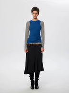 Color-Blocked Striped Layered Long-Sleeve Top
