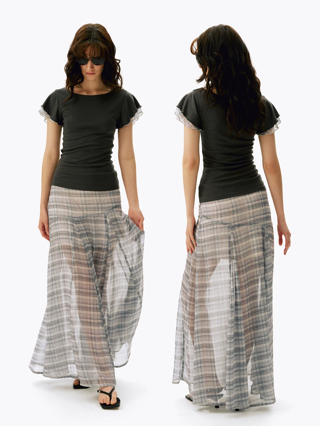 Flutter Sleeve Lyocell Slim T-Shirt