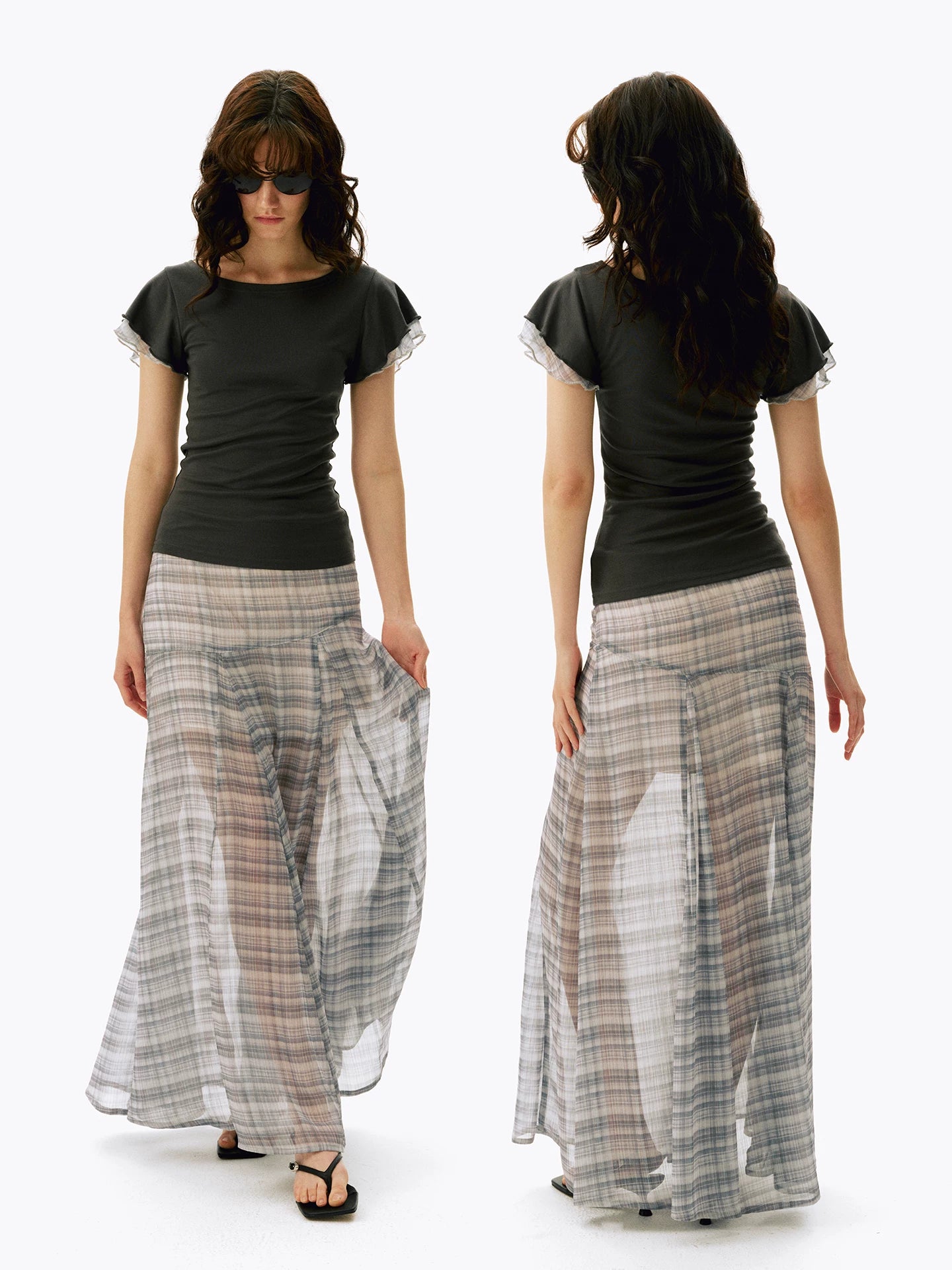 Flutter Sleeve Lyocell Slim T-Shirt