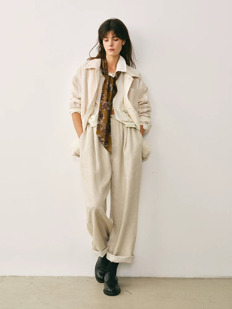 Jacquard Striped Cotton-Linen Jacket