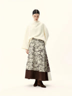 Toile De Jouy A-Line Midi Skirt