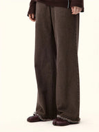 Tulle-Accented High-Waisted Straight Jeans