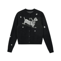 Intarsia Puppy Knit Cardigan
