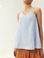 Sculptural Curved Strapless Top