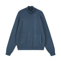 Asymmetric Zip Ribbed Knit Cardigan