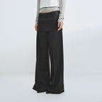 Layered Faux-Skirt Wide-Leg Trousers