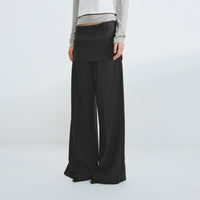 Layered Faux-Skirt Wide-Leg Trousers