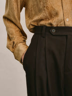 Wool Blend Pleated Tailored Trousers