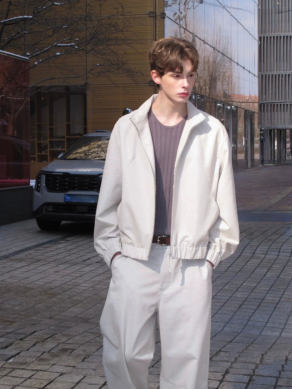 Minimalist Stand-Collar Zip Jacket
