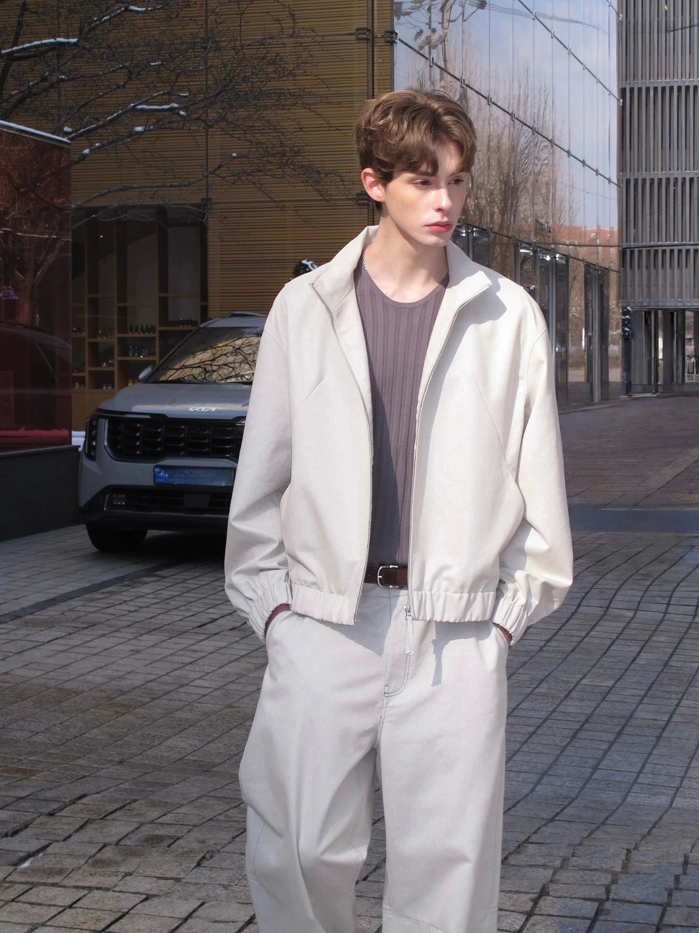 Minimalist Stand-Collar Zip Jacket