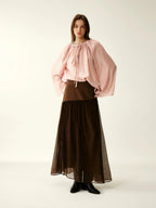 Amber Brown Patchwork Maxi Skirt
