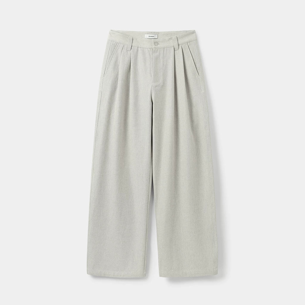 Pleated Wide-Leg Twill Trousers
