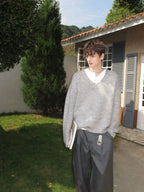 Oversized V-Neck Knit Sweater