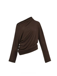 Earth Echo Asymmetric Pleated Knit Top