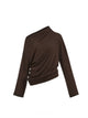 Earth Echo Asymmetric Pleated Knit Top